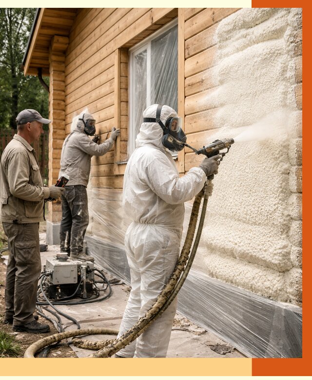 Утепление дома из бруса ППУ в Уфе от 3956 руб/м2 под ключ | ТепломастерУфа