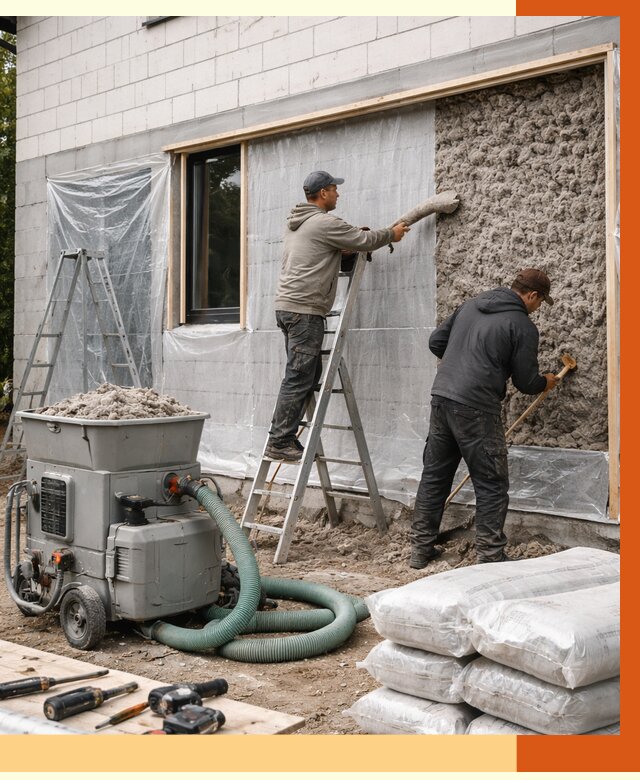 Утепление дома из газобетона эковатой в Уфе от 4624 руб./м2 | ТепломастерУфа